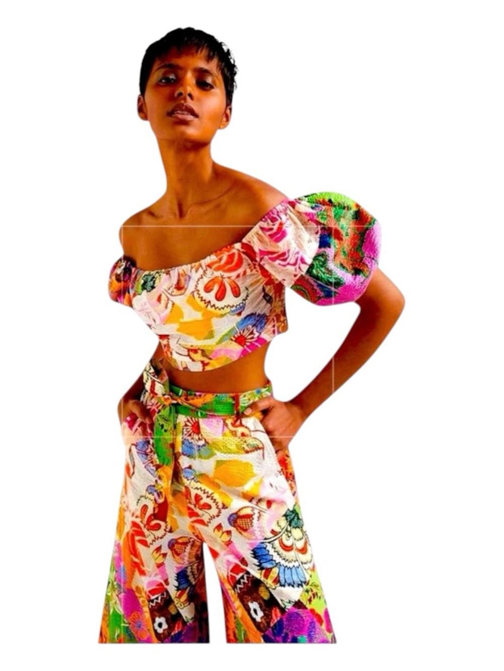 DESIGUAL By M. Christian Lacroix Fiona Blouse/Crop Top, Multicolored, Size L.